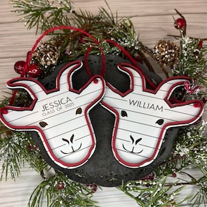 Engraved Personalized Goat Ornament Christmas Tree - Worcester, Farm, Wooden