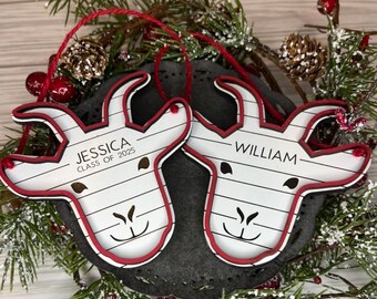 Engraved Personalized Goat Ornament Christmas Tree - Worcester, Farm, Wooden