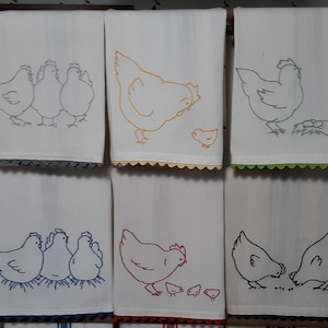 Chicken Patterns, Hand Embroidery  PDF Download, Cluck Collection Original Designs For Framing, Towels, Curtains, Table Linens