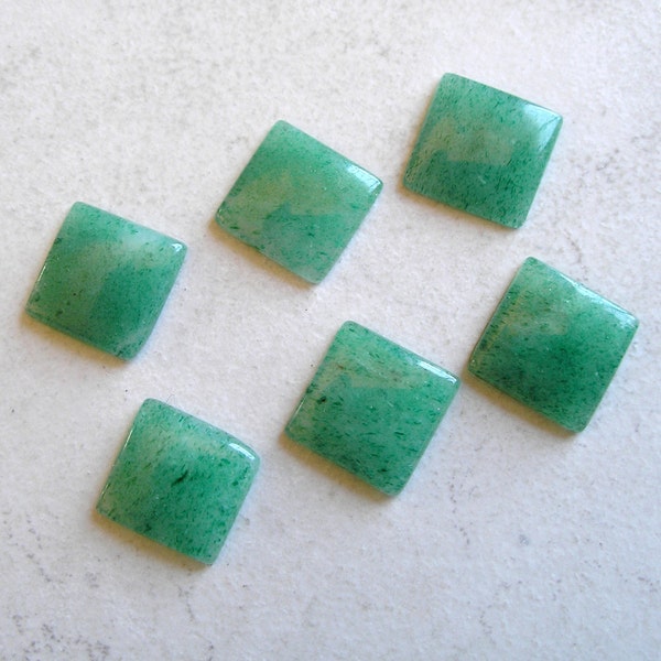 Green Aventurine Cabochons- Vintage Aventurine Cabochons- 12mm Buff Top Square Cabochons- Gemstone Cabochons For Jewelry Making