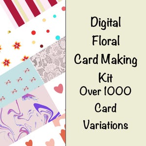 Kit numérique de fabrication de cartes florales, volume 2, méga lot pour travaux manuels, fournitures pour cartes, décorations, arrière-plans, sentiments, étiquettes pour fabriquer des milliers de cartes