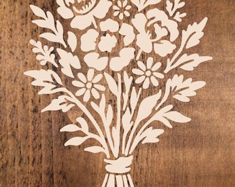 Floral Bouquet Stencil, Reusable Craft Template, Cardmaking