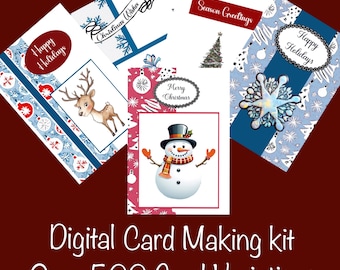 Kit para fazer cartões de Natal: mais de 500 designs, frases e enfeites (download digital)