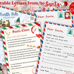 Pacote personalizado de cartas do Papai Noel: Carta para o Papai Noel, Carta do Papai Noel, Mapa do Pólo Norte para impressão, Magia da Véspera de Natal para diversão na primeira infância