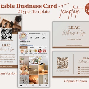 Instagram Business Card Digital Business Card Spa and Wellness Social Media Business Card Small Business Card Editable Templates
