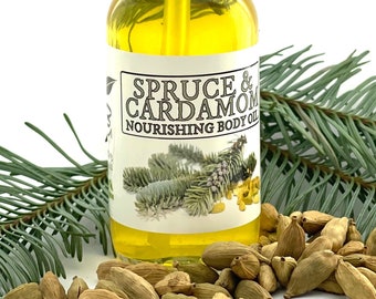 Cuerpo de abeto y cardamomo y aceite de baño