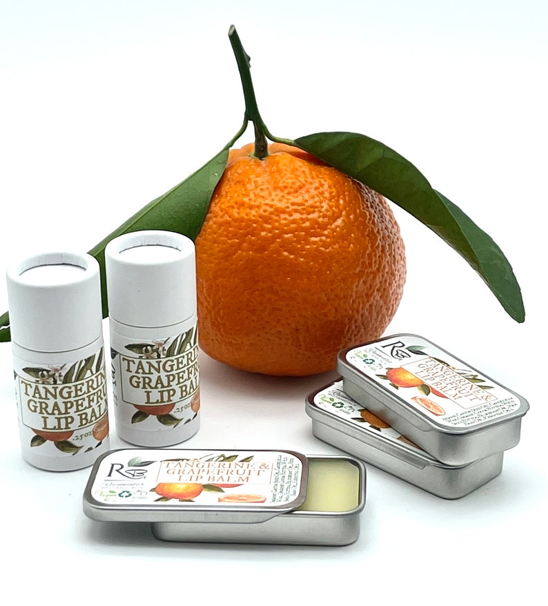 Vegan Tangerine Grapefruit Lip Balm with Blueberry Oil and Shea image 1