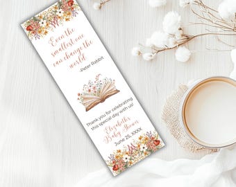 Floral Baby Shower Bookmark Favors, Set of 10, Story Book Theme Baby Shower, Bookish Baby Shower, Book Lover Baby Shower, Custom Favors
