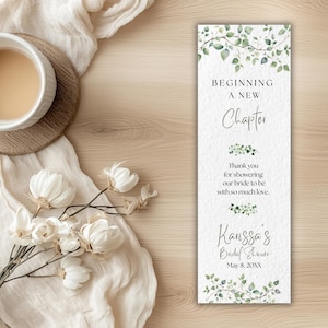 Bridal Shower Bookmark Favors, Set of 10, Book Theme Bridal Shower, Wedding Bookmark Favors, Eucalyptus Bridal Shower Favors, Bookmark Set