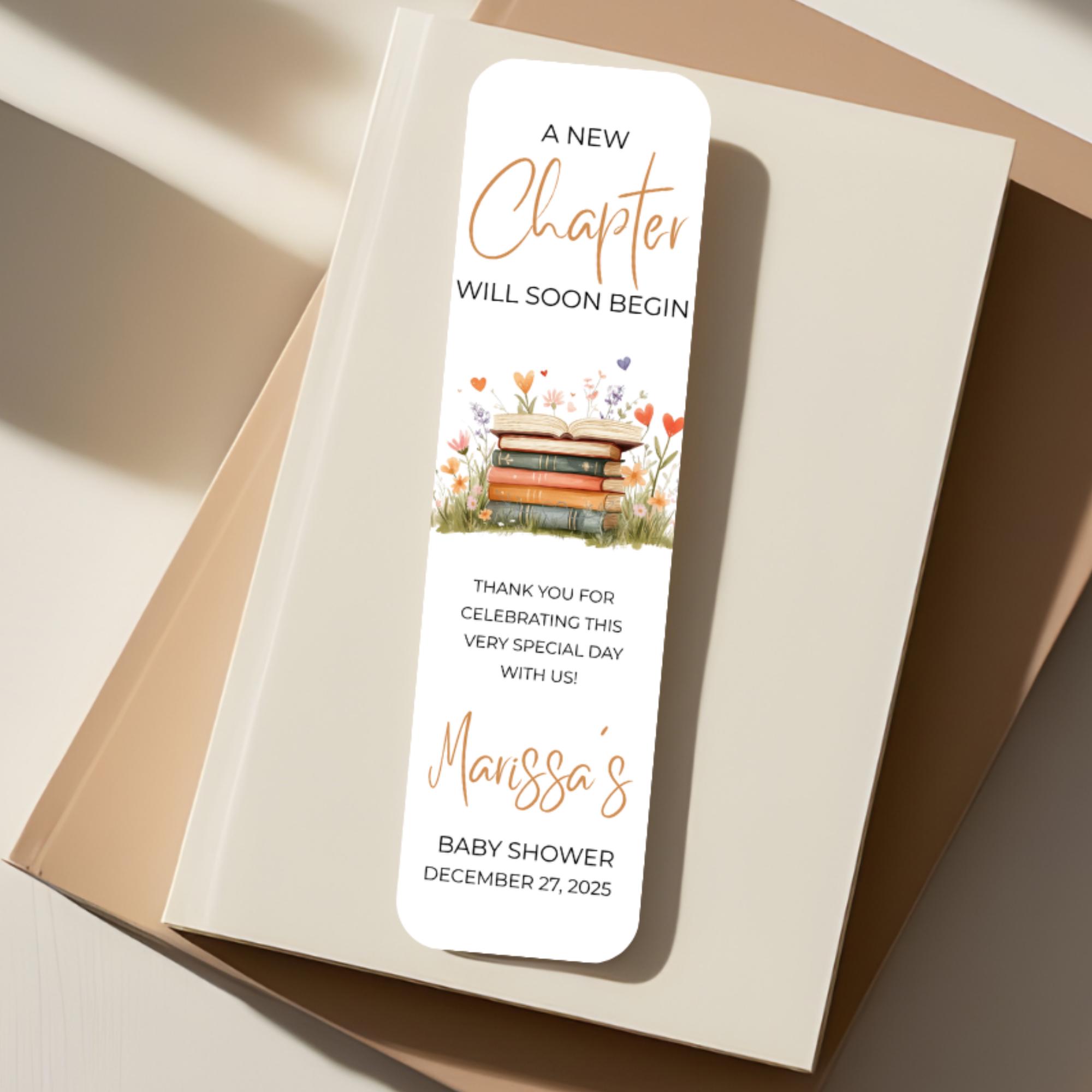Baby Shower Bookmark Favors, Colorful Bookstack With Hearts Guest ...