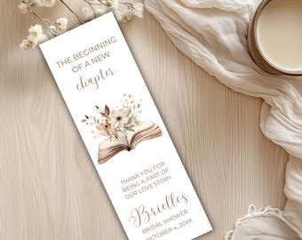 Bridal Shower Bookmark Favors, Set of 10, Book Theme Bridal Shower, Wedding Bookmark Favors, Boho Inspired Floral Bridal Shower Favors