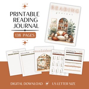Printable Reading Journal, Instant Download, Reading Planner PDF, Comprehensive Book Tracker, Book Review Journal, Boho Reading Tracker