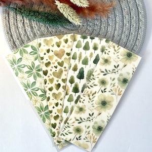 Simple Green Laminated Watercolor Bookmarks, Double Sided, Handcrafted Bookmarks, Reader Accessories, Book Lover Gift, Bookish