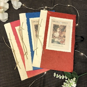 Goblin Market - Roman classique relié à la main - Livre avec couvertures en papier faites main, reliure aux styles rustique traditionnel et copte