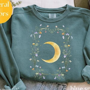 Celestial Comfort Colors Sweatshirt, Mystic Moon And Sun Tee Boho Moon Outfit, Tarot Shirt, Witchy Shirt, Spiritual Moon Women Clothing Gift