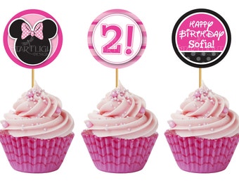 2"x2" Minnie Inspired Cupcake Toppers/Stickers - Printable PDF