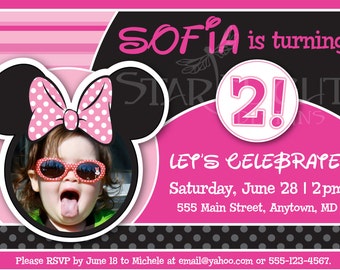 Personalized Minnie inspired Birthday Card - Printable PDF