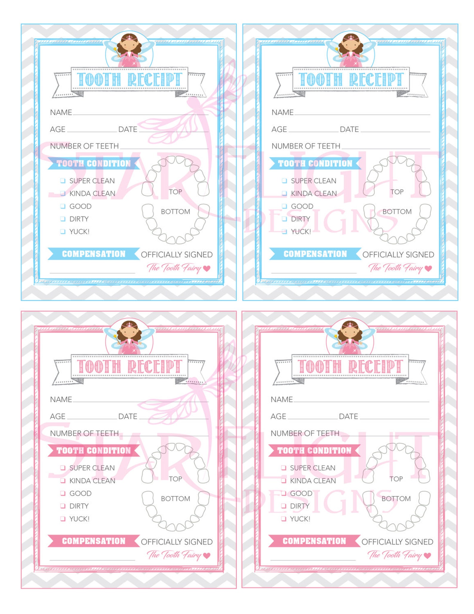 Tooth Fairy Receipt Printable PDF Instant Download Etsy Tooth Fairy Receipt Printable PDF Instant Download Etsy