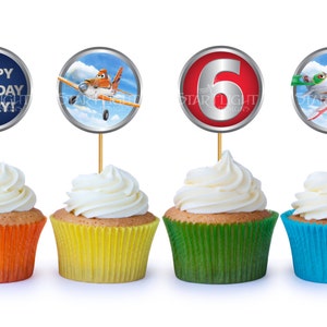 Adornos/pegatinas para cupcakes de avión de 2"x2" - PDF imprimible
