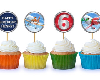 2"x2" Airplane Cupcake Toppers/Stickers - Printable PDF