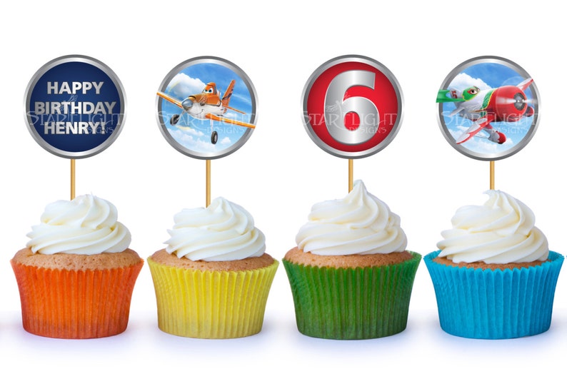 2x2 Airplane Cupcake Toppers/Stickers Printable PDF image 1