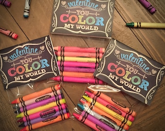 Valentine's Day Bag Topper - You COLOR My World - Printable PDF - Instant Download