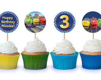 2"x2" Train themed Cupcake Toppers/Stickers - Printable PDF