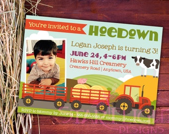 Personalized Hoedown/Farm Themed Birthday Card - Printable PDF