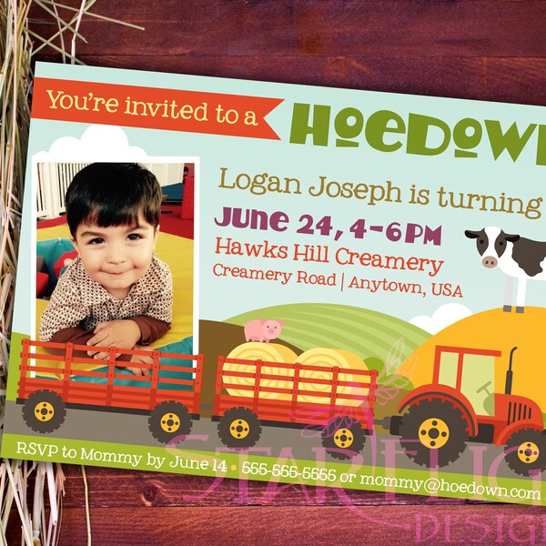 Personalized Hoedown/Farm Themed Birthday Card - Printable PDF
