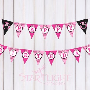 Minnie Inspired Birthday Banner - Printable PDF - Sofortiger Download