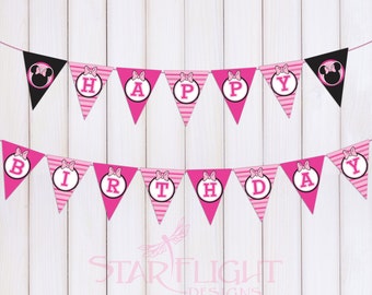 Minnie Inspired Birthday Banner - Printable PDF - Instant Download