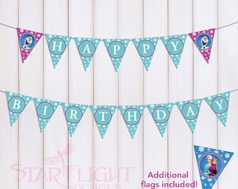 Frozen Birthday Banner - Printable PDF - Instant Download