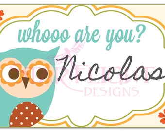 Whooo are you? Owl Name Tags - Printable PDF - Instant Download