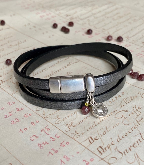 Skinny Leather Triple Wrap Charm Bracelet With Heart And - Womens Leather Wrap Bracelets Australia Skinny Leather Triple Wrap Charm Bracelet With Heart And - Womens Leather Wrap Bracelets Australia
