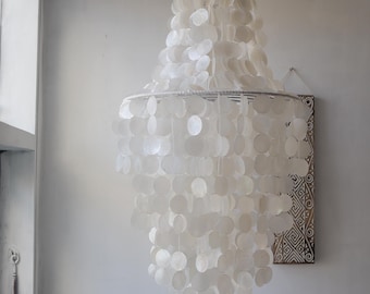 Handmade Capiz Shell Chandelier: Balinese Home Decoration