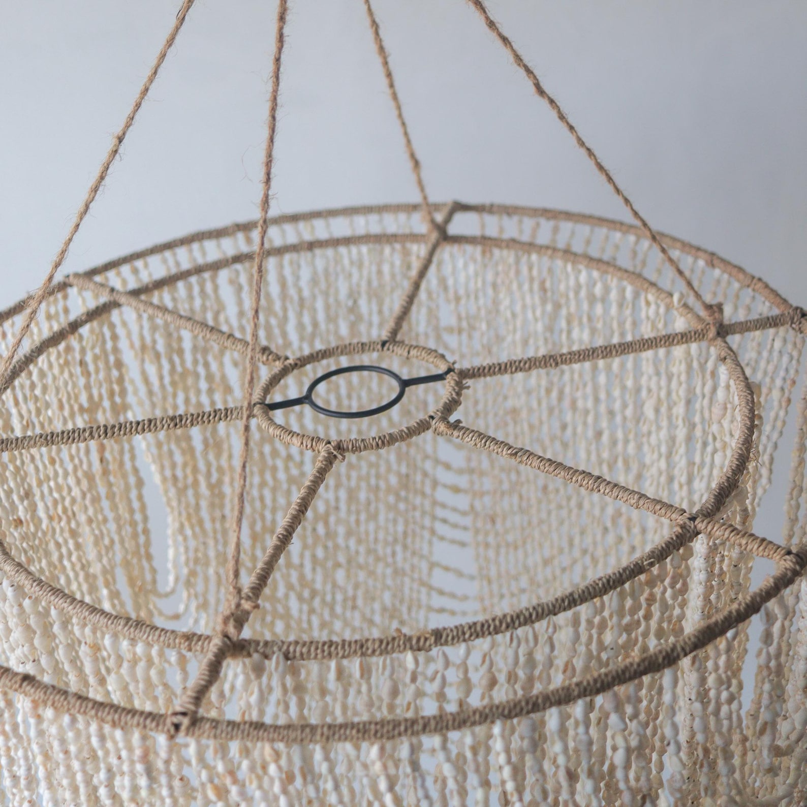 Beaded Seashell Chandelier: Natural Shell Pendant Light - Etsy