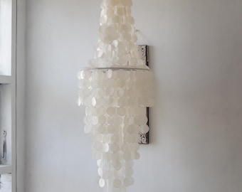 Capiz Shell Chandelier: Teardrop Design, Handmade in Bali