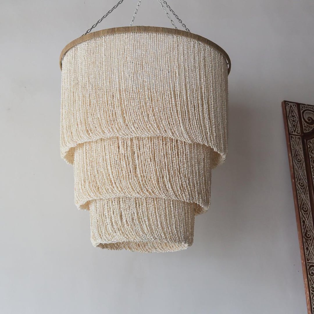 Large Tiered Seashell Chandelier: Handmade Bali Pendant Light - Etsy