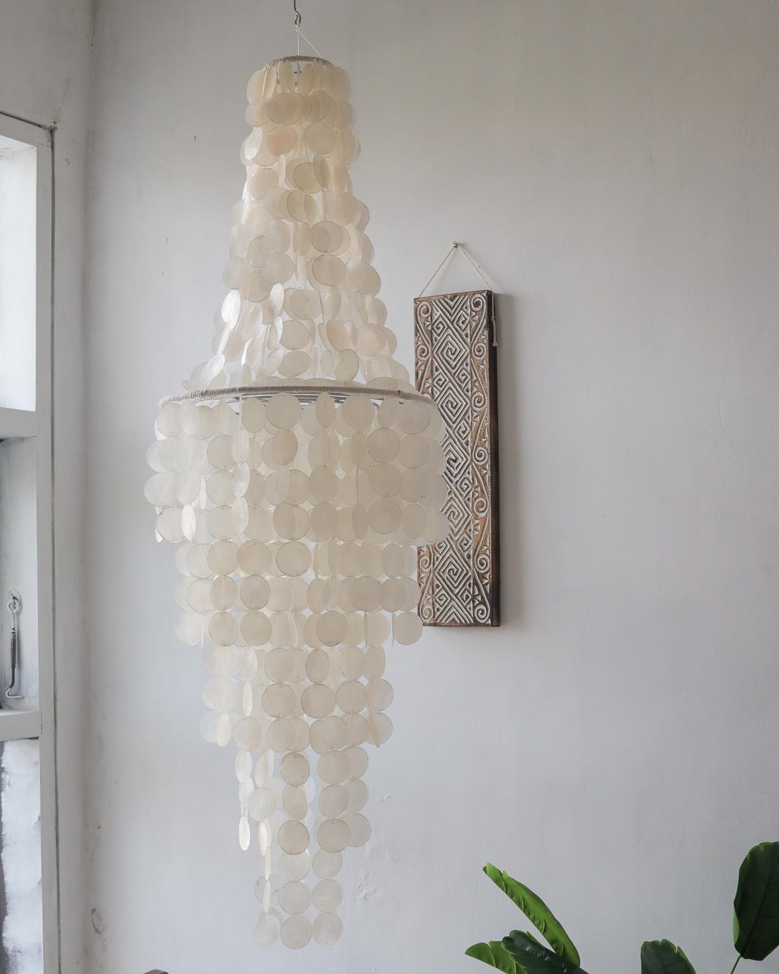 Capiz Shell Design Capiz Shell Chandelier: Teardrop Design, Handmade in Bali - Etsy