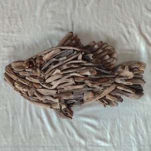 Driftwood Decoration Handmade,Driftwood Wall Art,Natural Recycled Decoration,Wall Panel Made of Driftwood,Driftwood Ikan Bali Art,Wall Decor