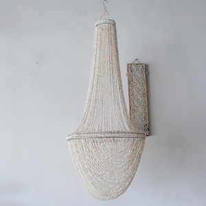 Perlen Muschel Pendelleuchte Vintage Design, Perlen Muschel Kronleuchter weiß, natürliche Muschel Pendelleuchte, Muschel Kronleuchter Bali