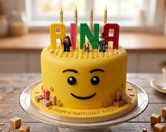 Custom Brick Name Plate: Personalized Block Letters, Numbers for Kids Room, Desk, Cake Topper, Compatible with Brick Toys