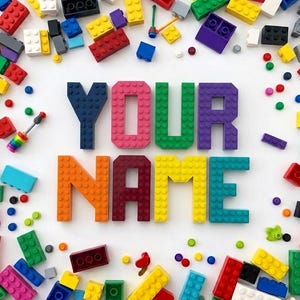 Custom Toy Brick Name Plate / Cake Topper - Personalized Block Studded Letters Sign, Nursery Name Display, Building Block, Game Room Decor