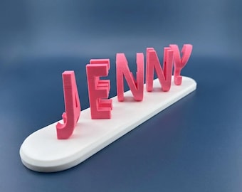 Customised dual name illusion 3D printed nameplate, double flip text word names ambigram, unique couples wedding anniversary birthday gift