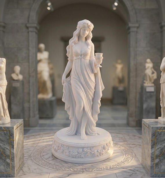 White Resin Aphrodite With Chalice Statue - Greek Goddess Holding