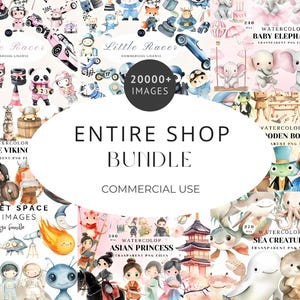 Ensemble complet de fichiers clipart PNG avec de jolies illustrations à l'aquarelle pour l'artisanat, la sublimation et l'utilisation commerciale créative inclus