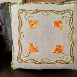 California Poppy Pillow Embroidery Kit Roycroft Artisan Craftsman Mission Stickley