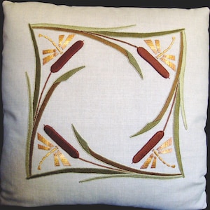 Roycroft Artisan Embroidery Kit for the Cattails and Dragonflies Pillow