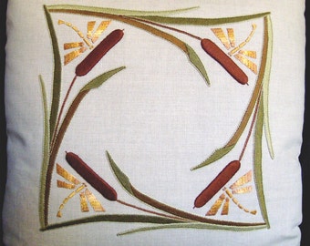 Roycroft Artisan Embroidery Kit for the Cattails and Dragonflies Pillow