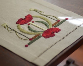 Poppies Table Runner Embroidery Kit, Roycroft, Craftsman, Mission, Arts and Crafts Style